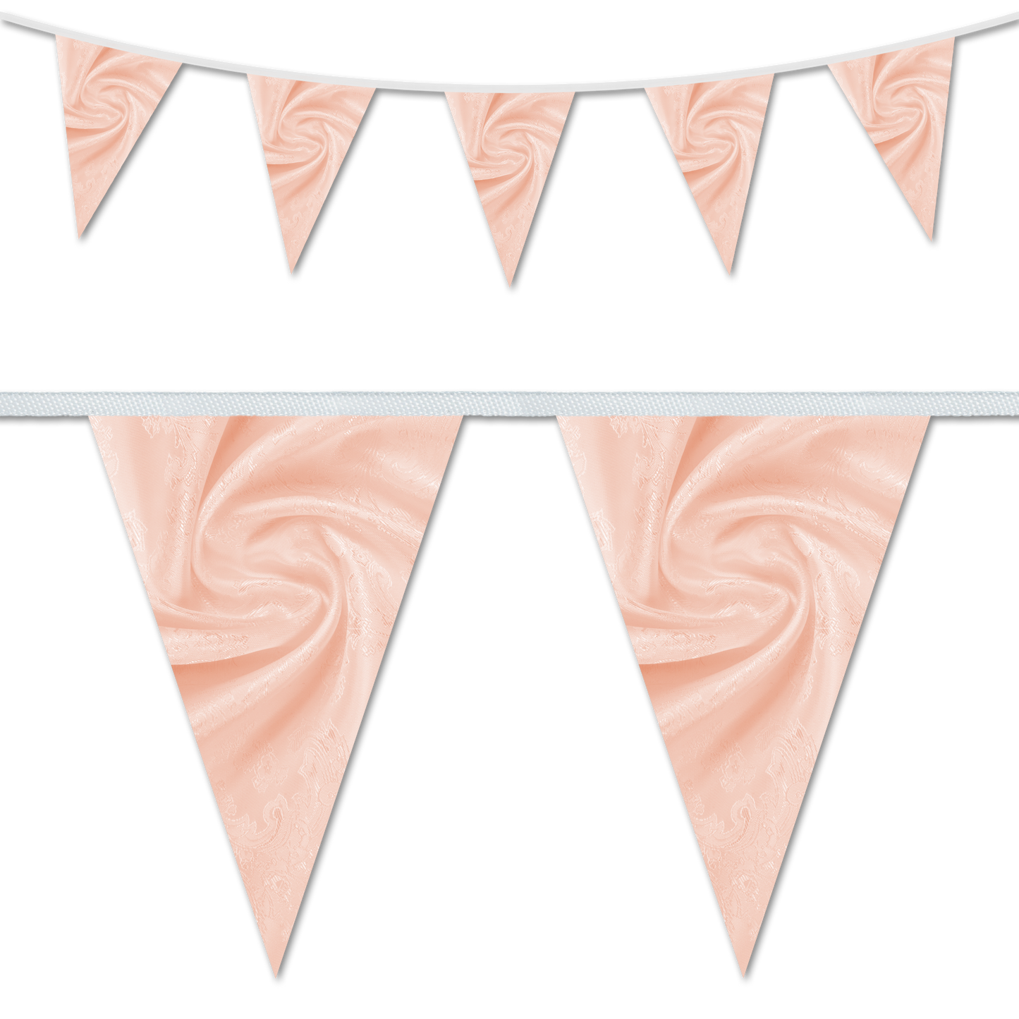 Velvet swirl themed wedding day decorative bunting in a dusky pink colour