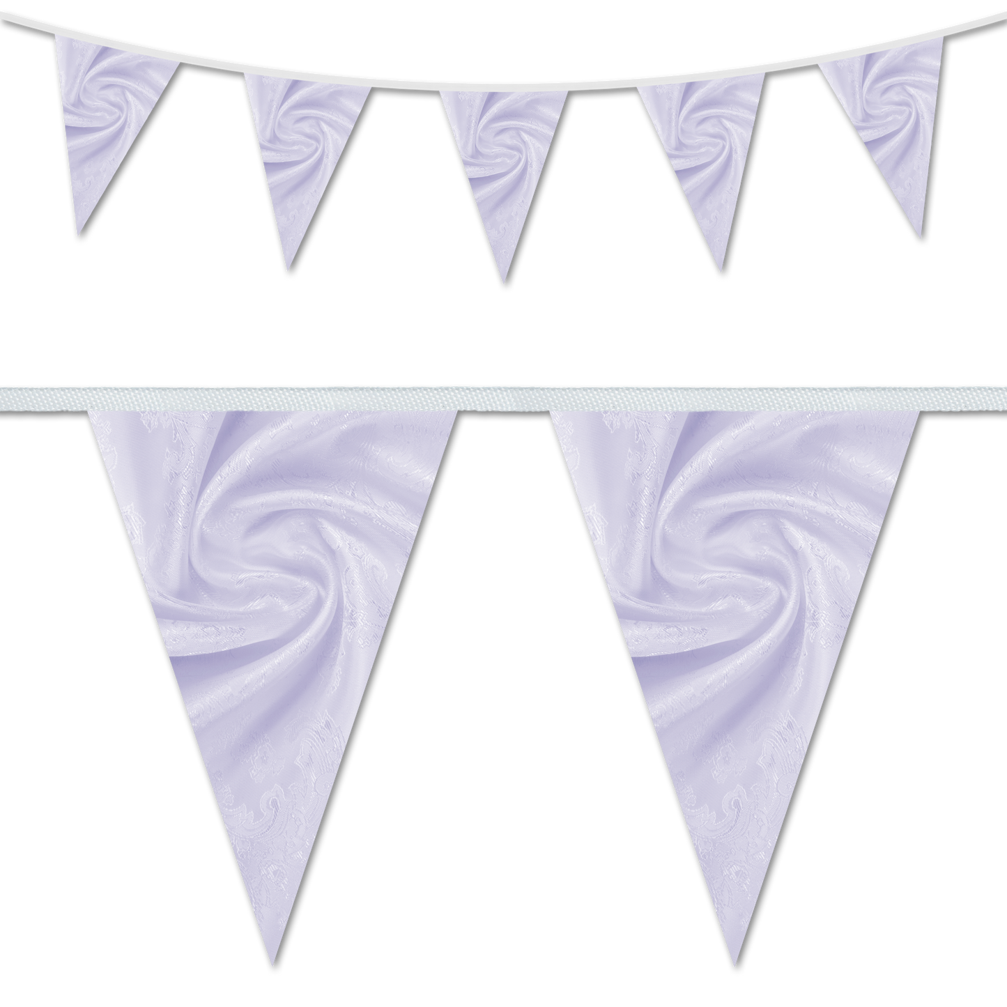 Velvet swirl themed wedding day decorative bunting in an ice violet colour