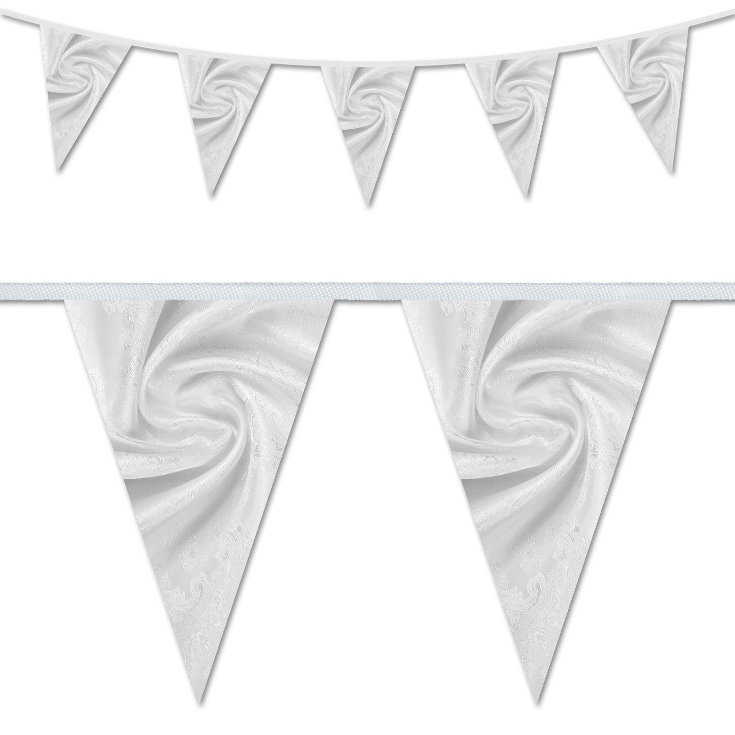 Velvet swirl themed wedding day decorative bunting in a silver colour