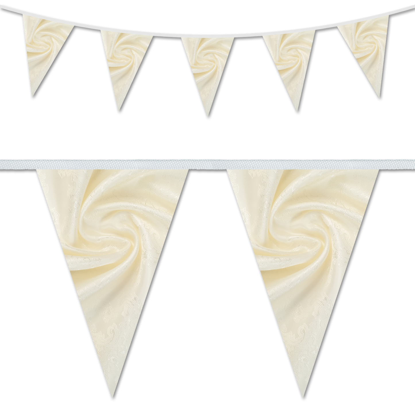 Velvet swirl themed wedding day decorative bunting in a cream colour