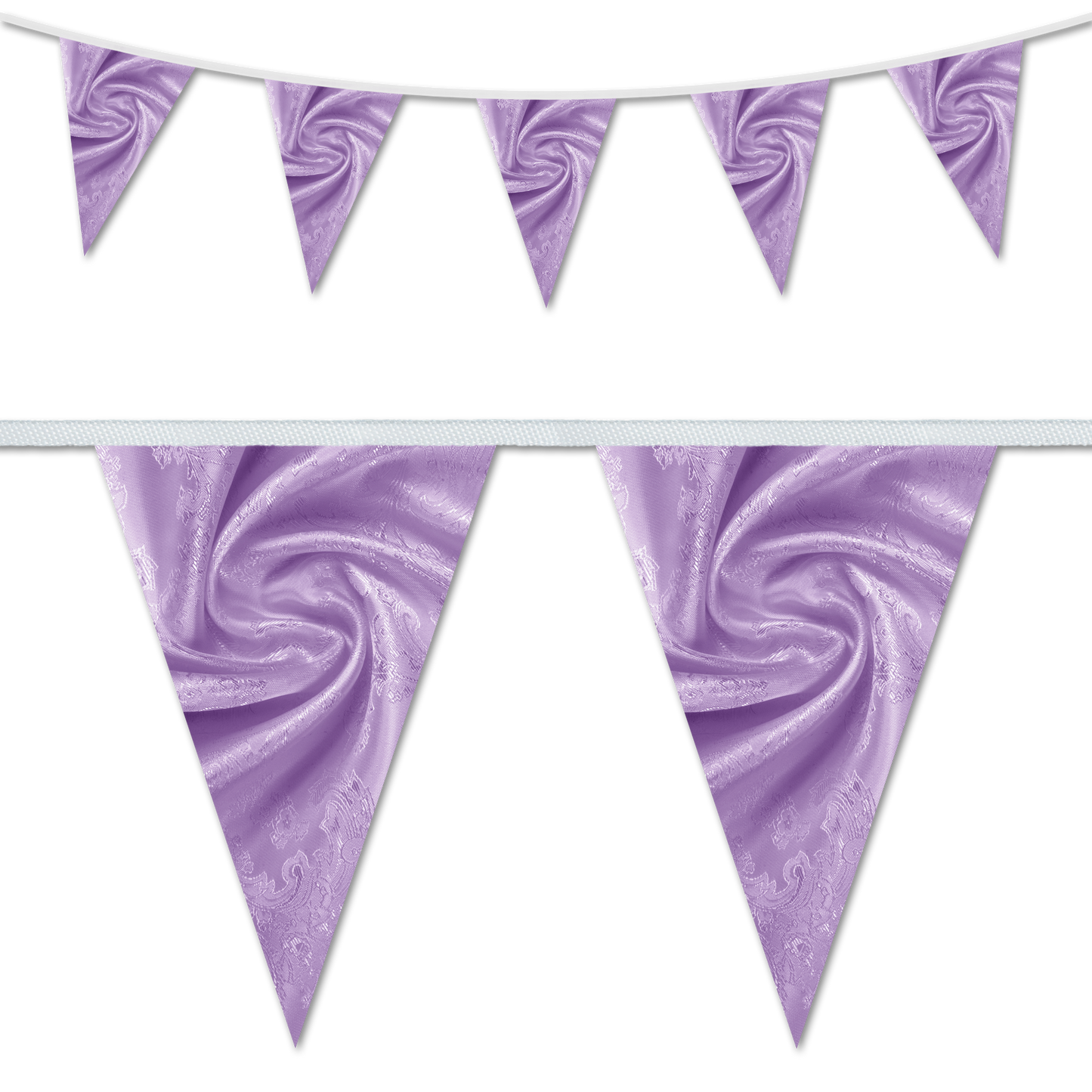 Velvet swirl themed wedding day decorative bunting in a violet colour