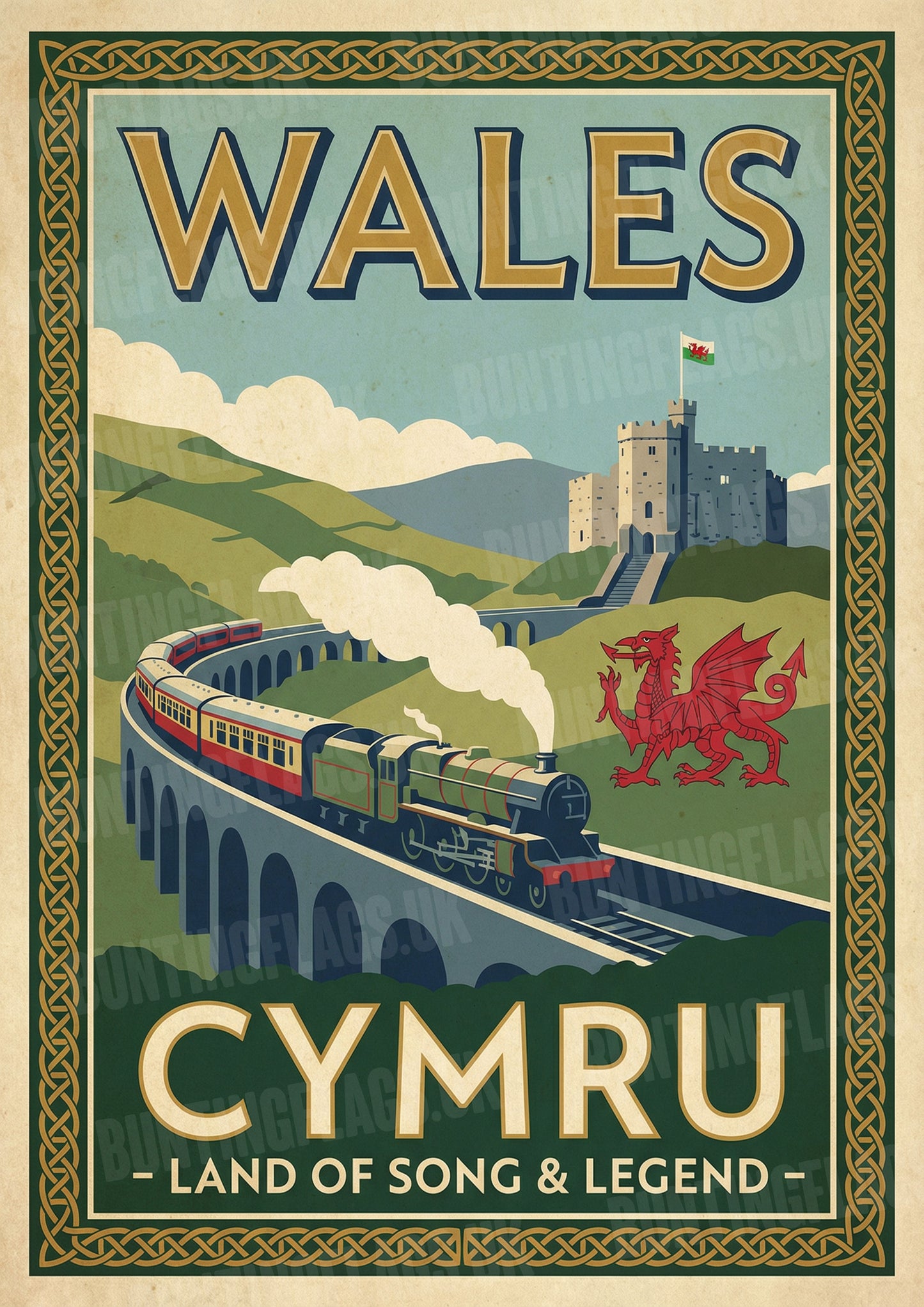 Wales: Cymru – Land of Song & Legend – Vintage GWR Travel Poster V2