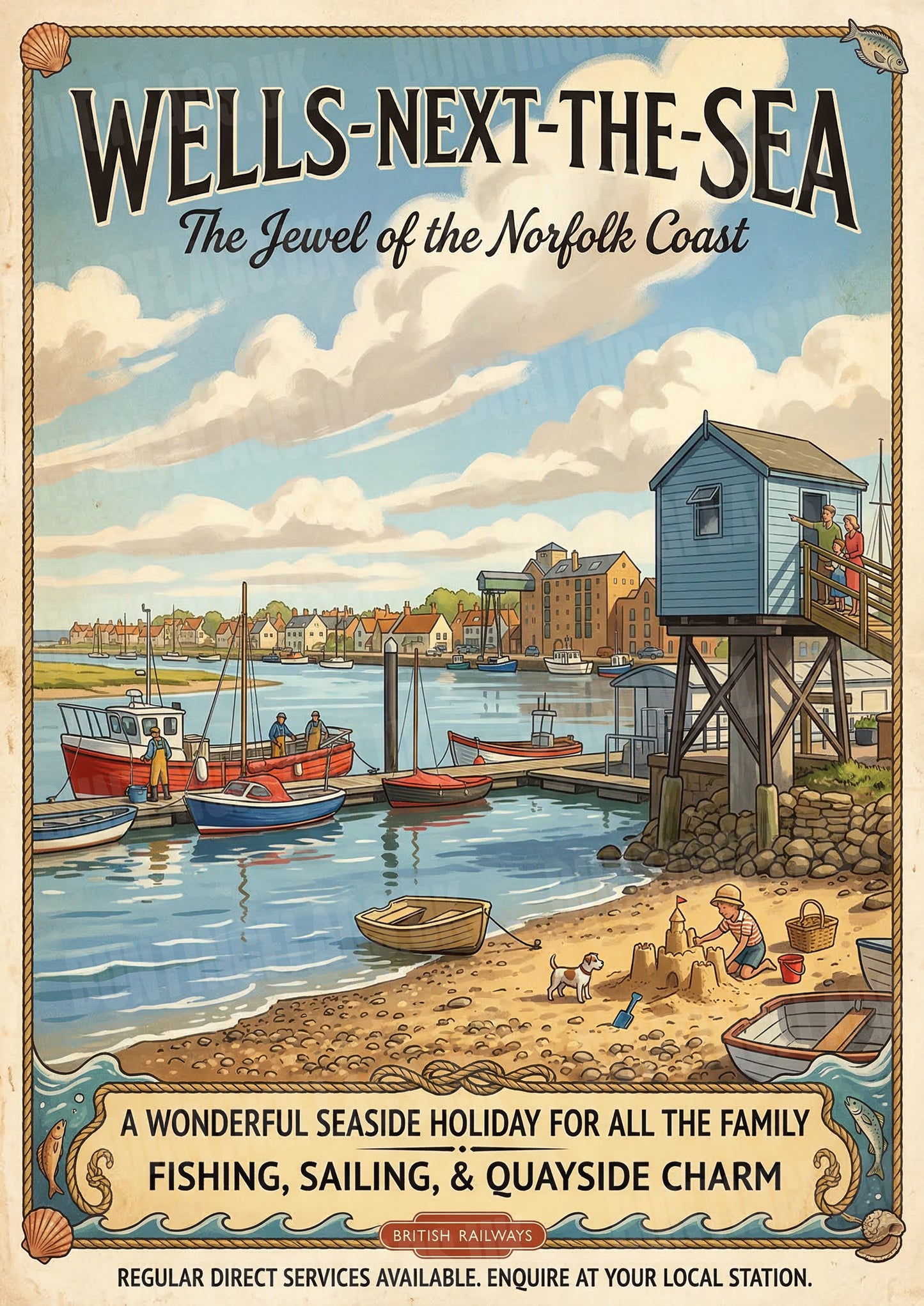 Wells-next-the-Sea – The Jewel of the Norfolk Coast – Vintage Travel Poster