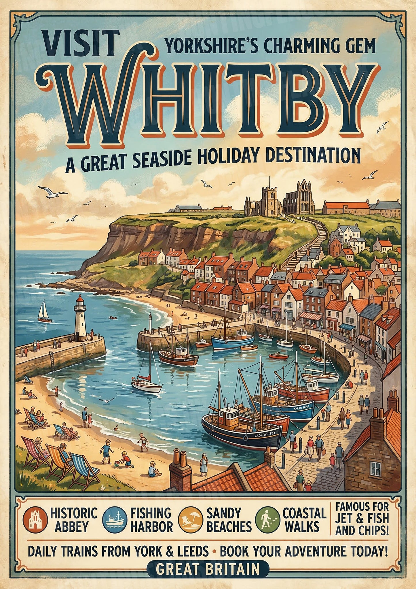 Whitby – Yorkshire’s Charming Gem – Vintage Travel Poster