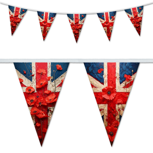 Remembrance Sunday Vintage Flag & Poppies Bunting