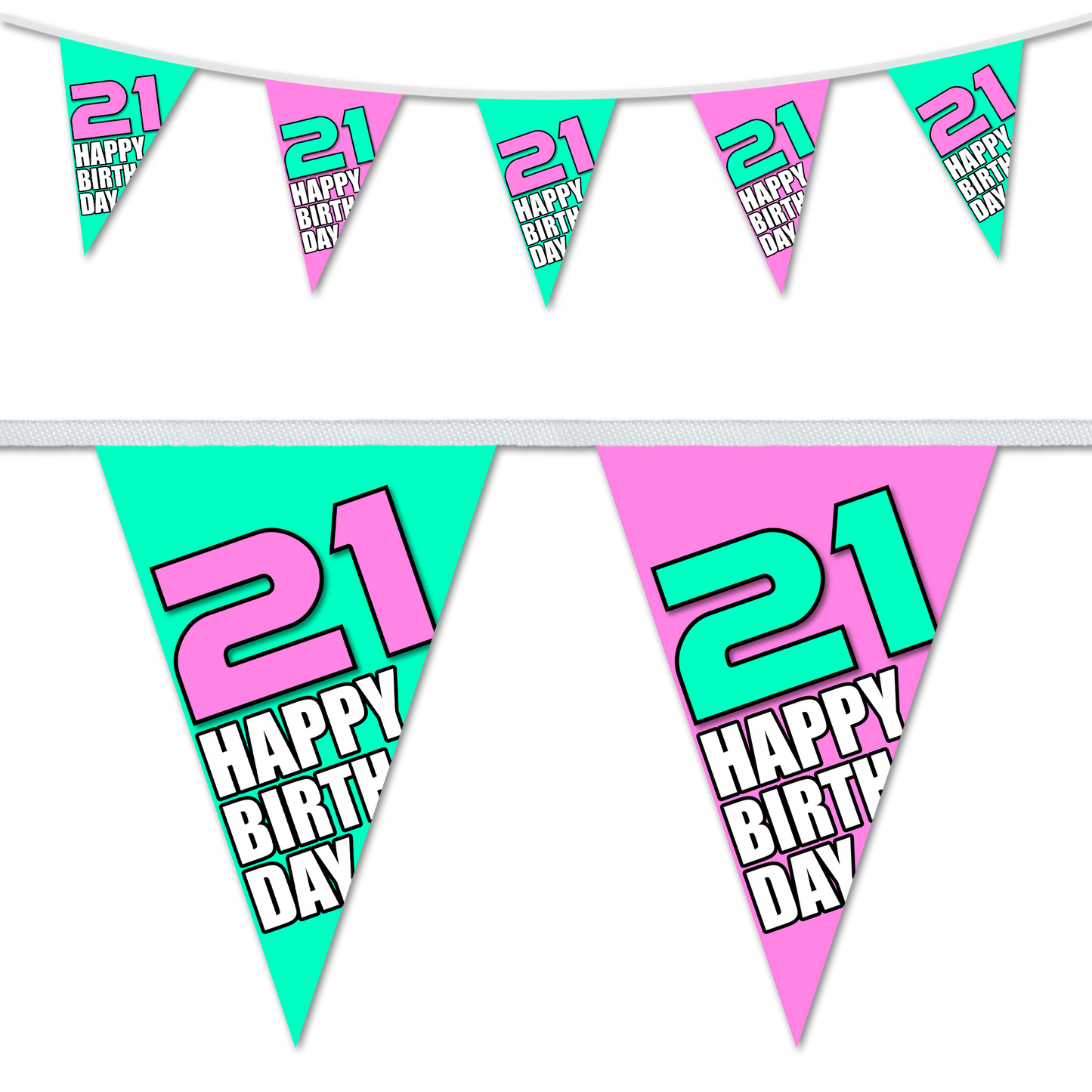 21st Birthday Bold Design Pink & Mint Bunting