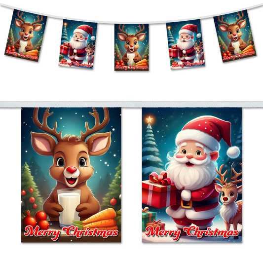 Santa Reindeer A5 Bunting