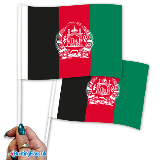 Afghanistan hand waving flags