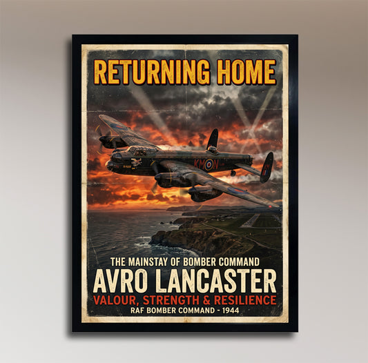 Avro Lancaster – Returning Home – Bomber Command 1944 – Vintage Poster