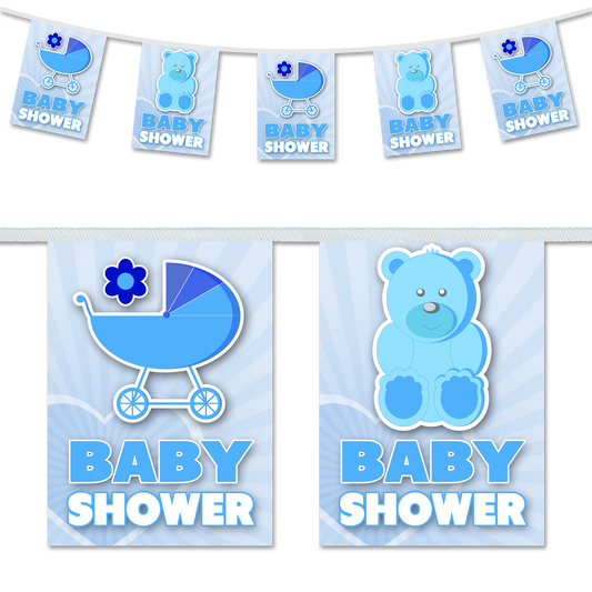 Baby Shower Boy Pram & Teddy Design