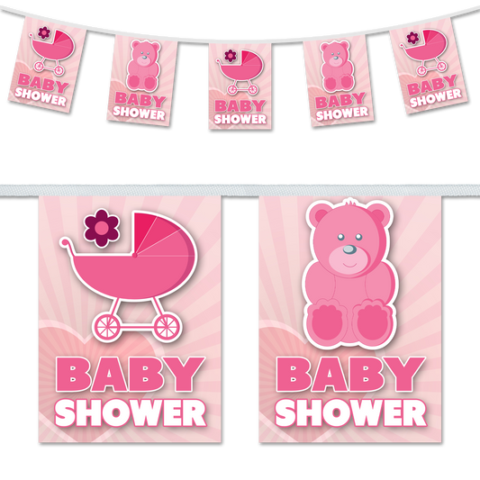 Baby Shower Girl Pram & Teddy Design