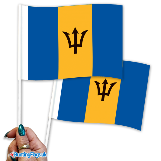 Barbados hand waving flags