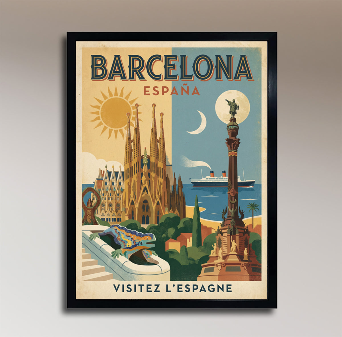Barcelona: Visitez l'Espagne – Vintage Travel Poster