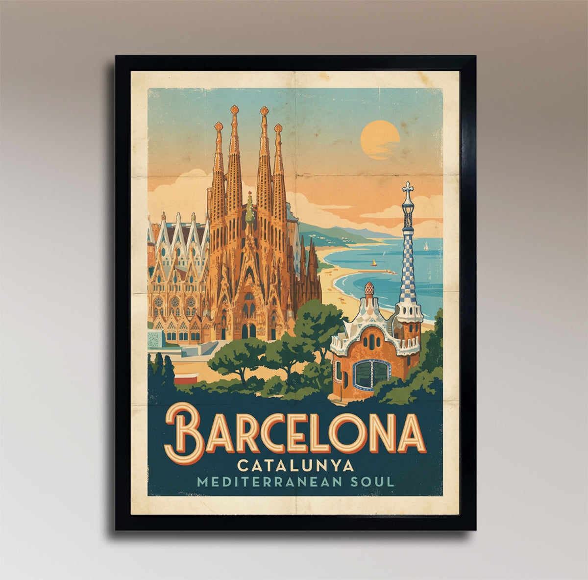 Barcelona: Catalunya – Mediterranean Soul – Vintage Travel Poster