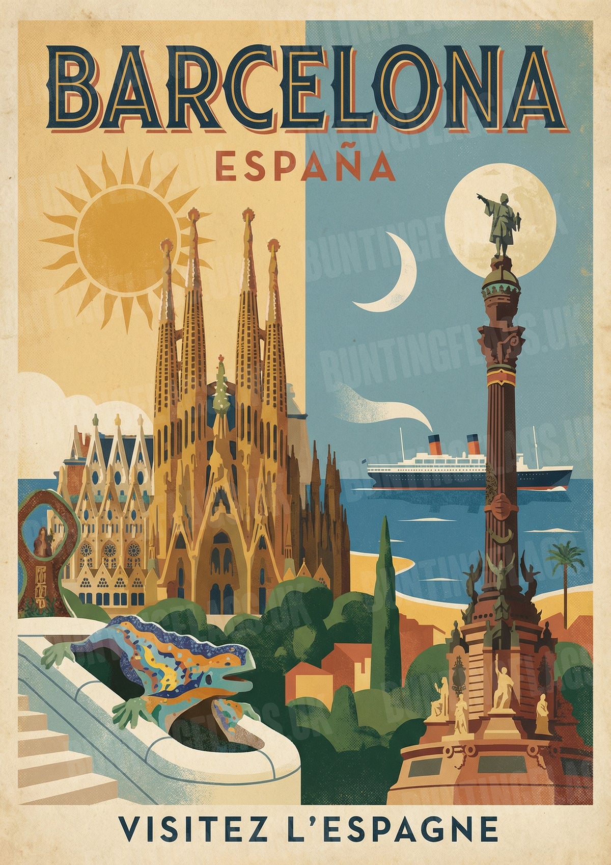 Barcelona: Visitez l'Espagne – Vintage Travel Poster