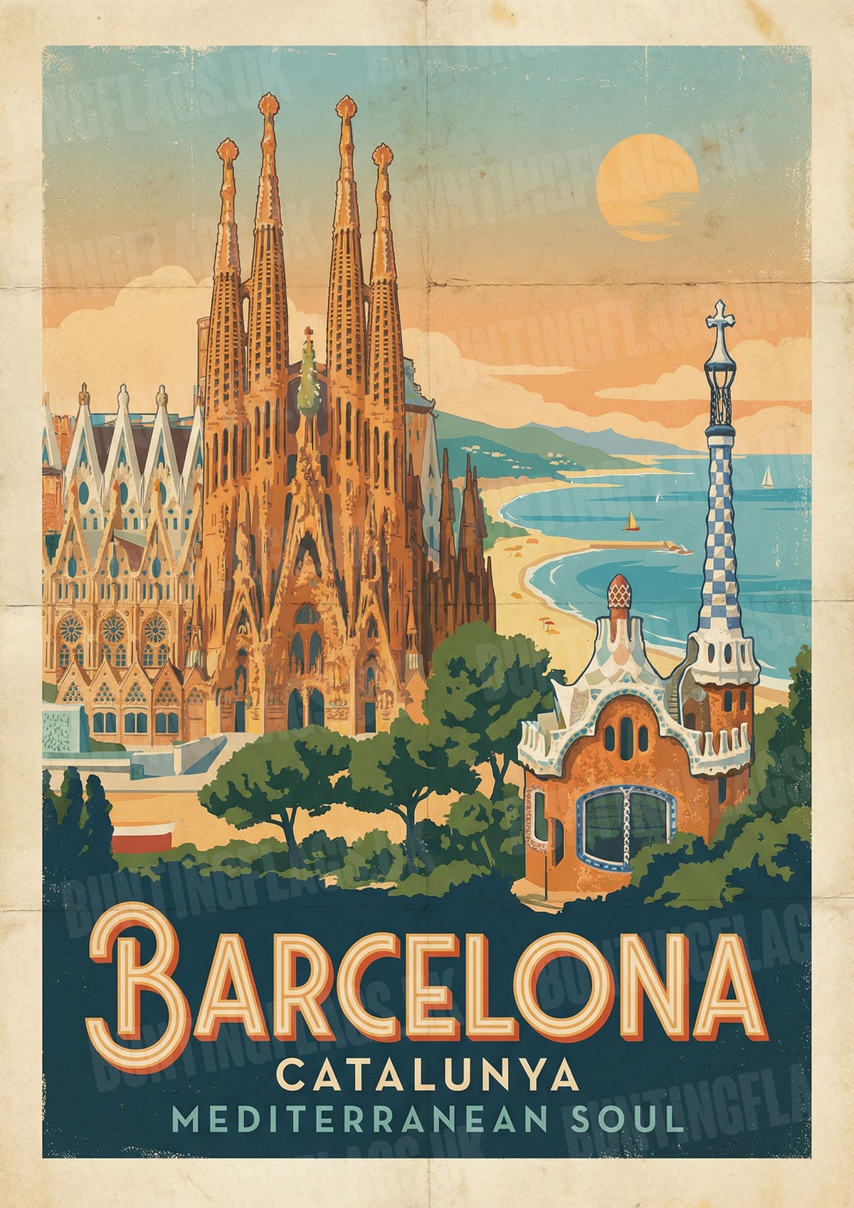 Barcelona: Catalunya – Mediterranean Soul – Vintage Travel Poster