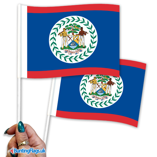 Belize hand waving flags