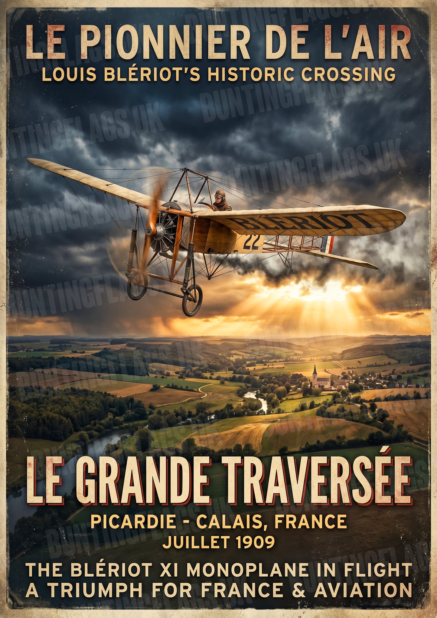 Blériot XI – Le Pionnier de l’Air – Louis Blériot’s Historic Crossing – Vintage Poster
