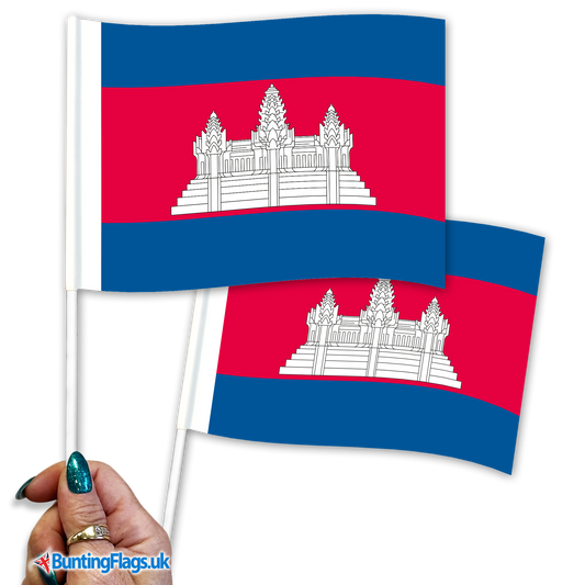 Cambodia hand waving flags