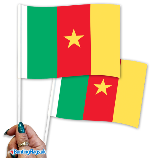 Cameroon hand waving flags