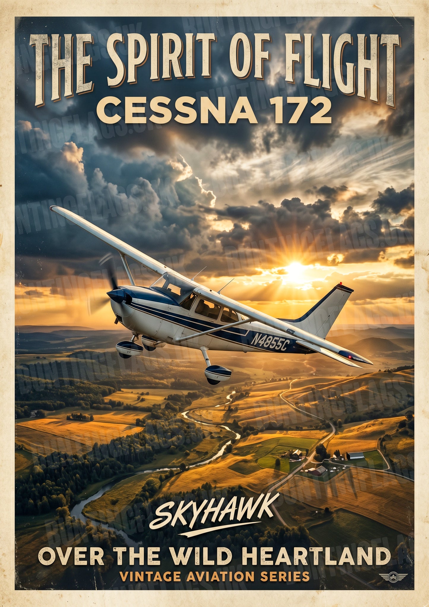Cessna 172 Skyhawk – The Spirit of Flight – Vintage Aviation Poster