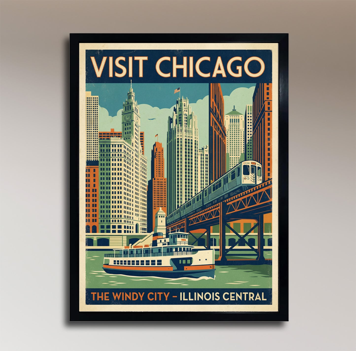 Chicago: The Windy City – Vintage Travel Poster