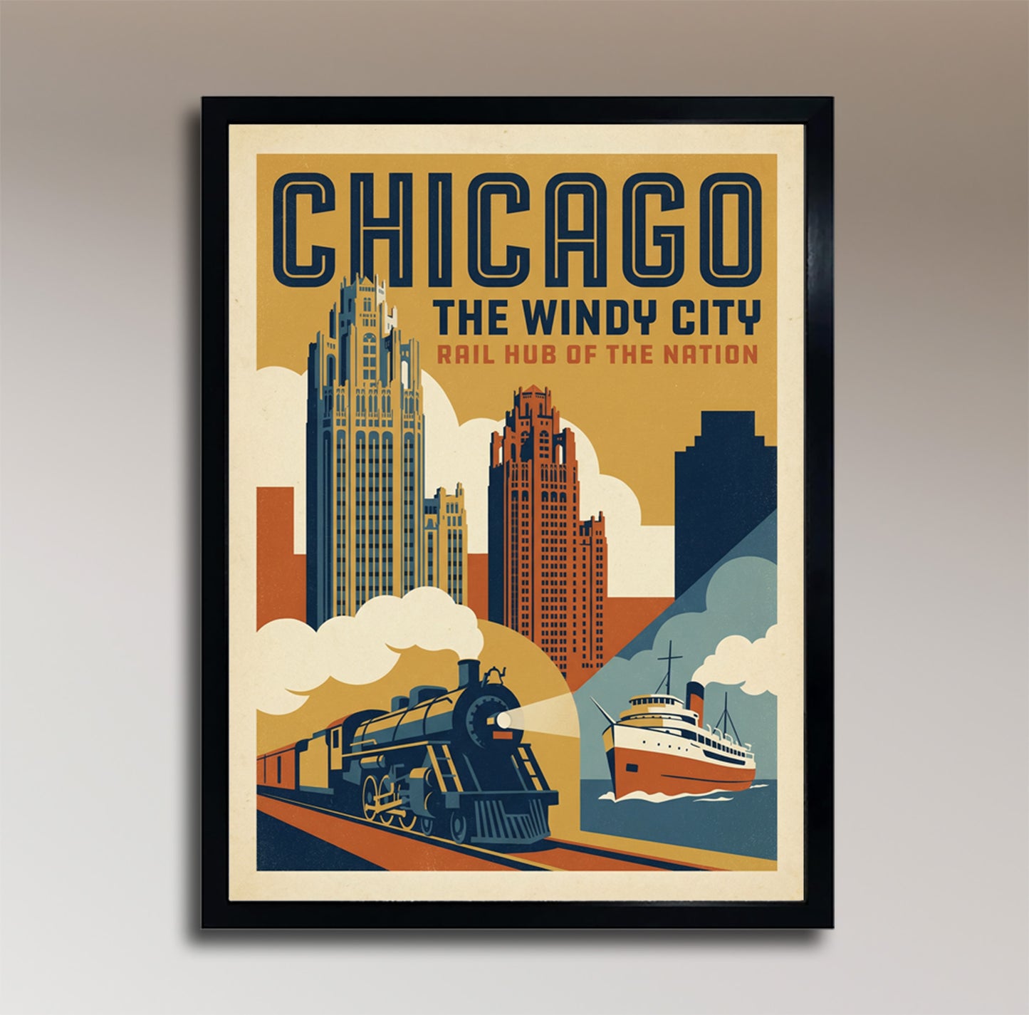 Chicago: The Windy City – Rail Hub of the Nation – Vintage Travel Poster