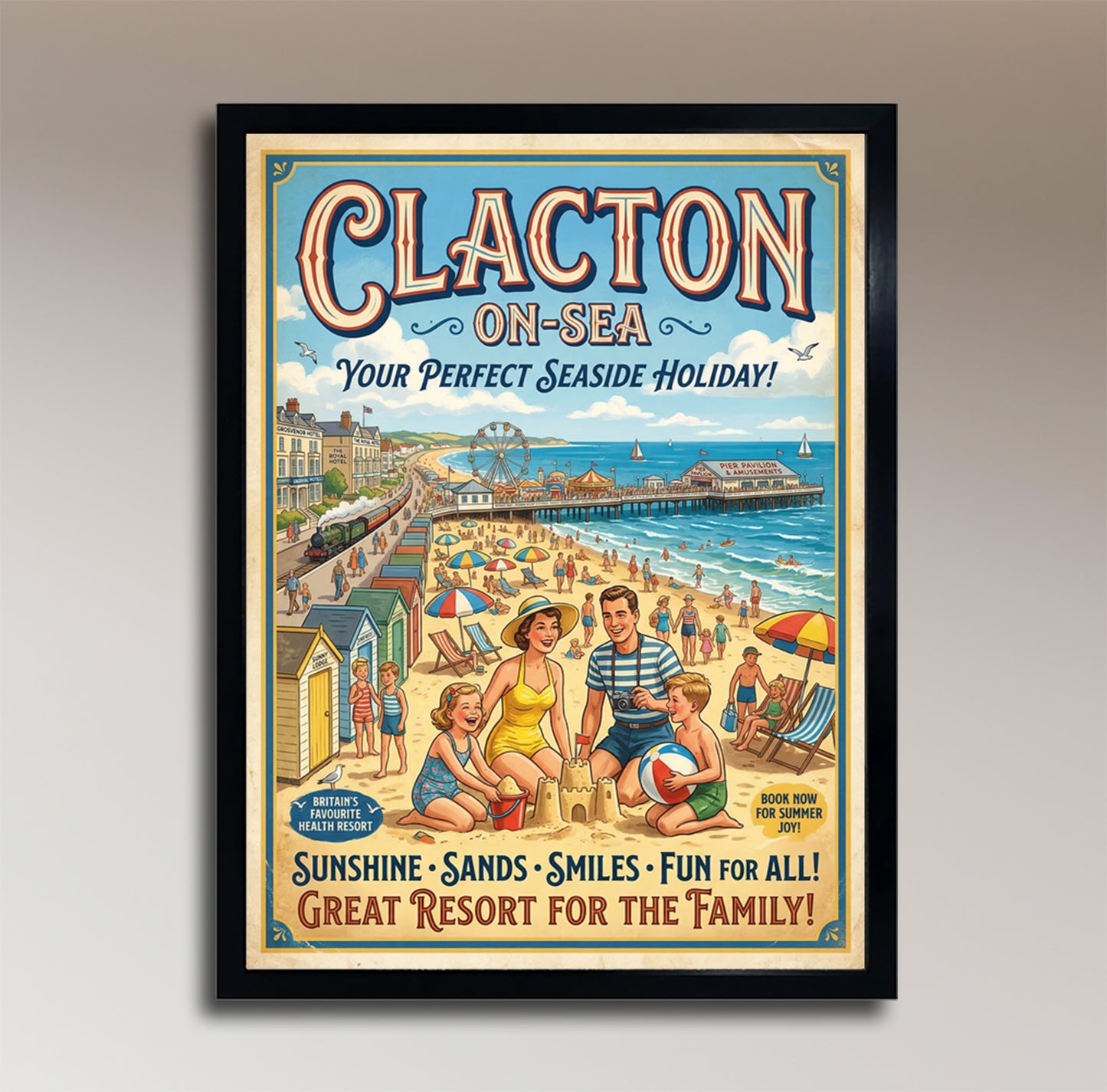 Clacton-on-Sea – Your Perfect Seaside Holiday! – Vintage Travel Poster