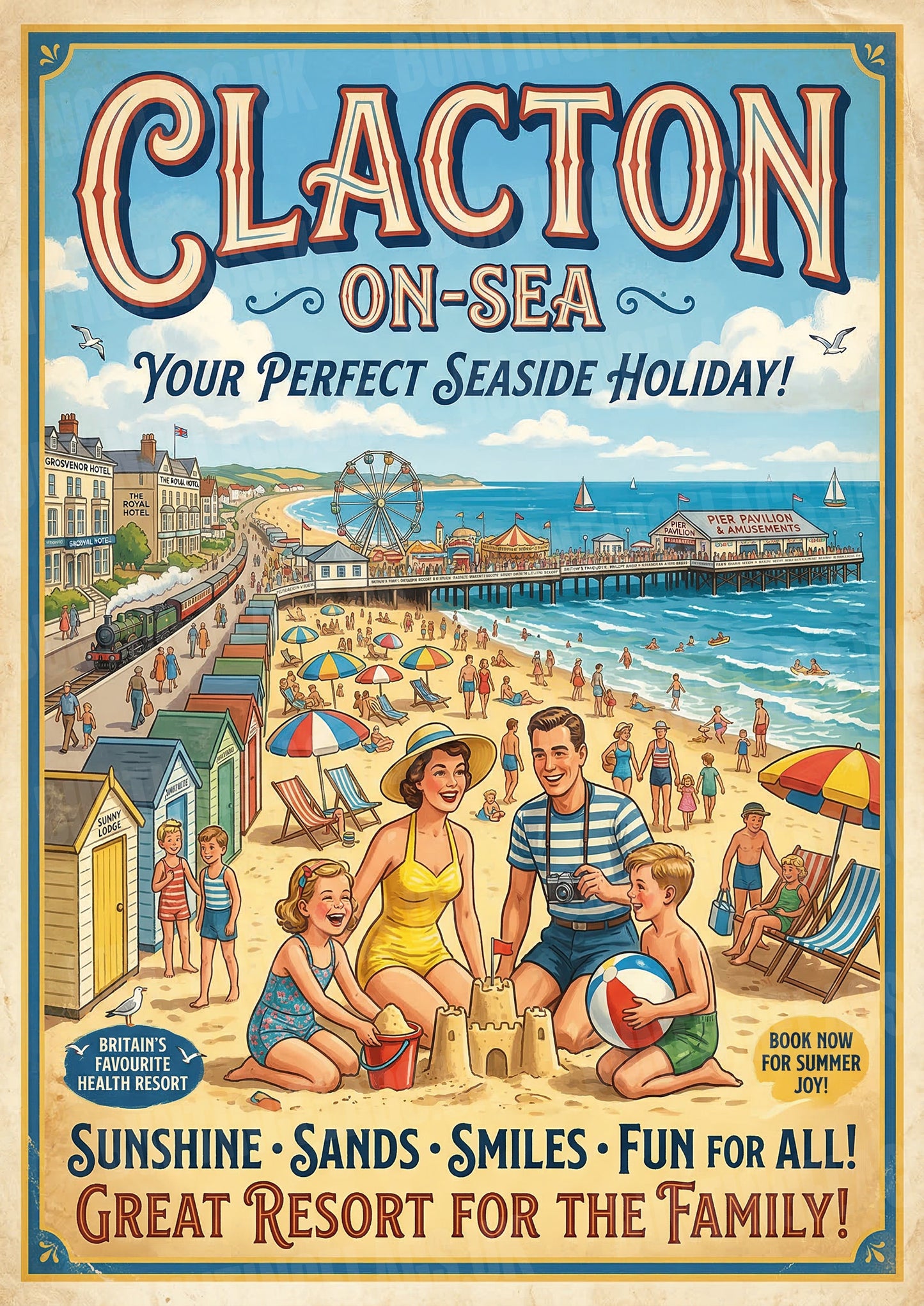 Clacton-on-Sea – Your Perfect Seaside Holiday! – Vintage Travel Poster