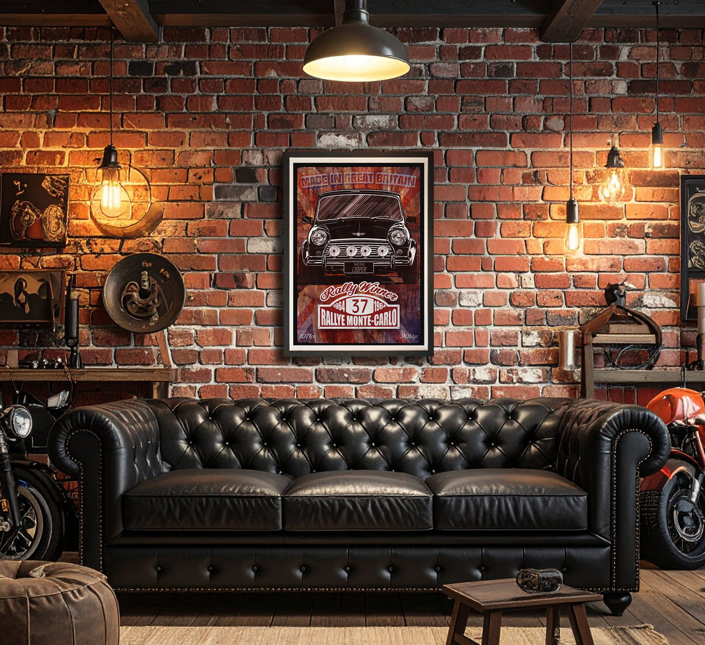 Original Mini Cooper S wall art A3 Poster ideal for man caves, living rooms, studies and offices. The very best of British