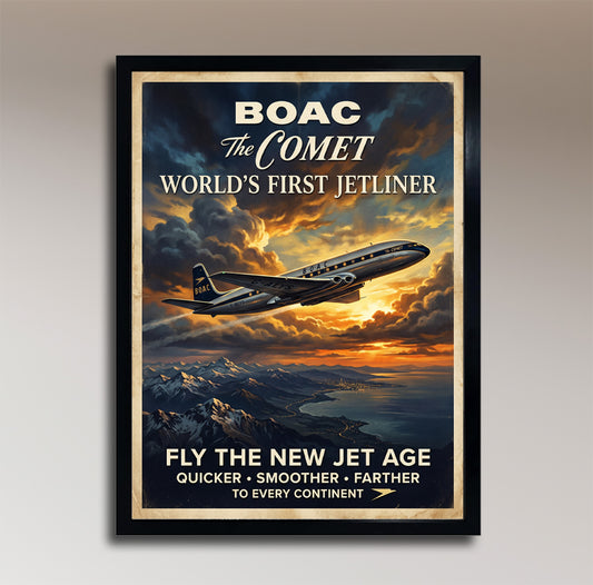 BOAC De Havilland Comet – The New Jet Age – Vintage Travel Poster