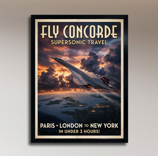 Fly Concorde – Supersonic Travel – Vintage Travel Poster