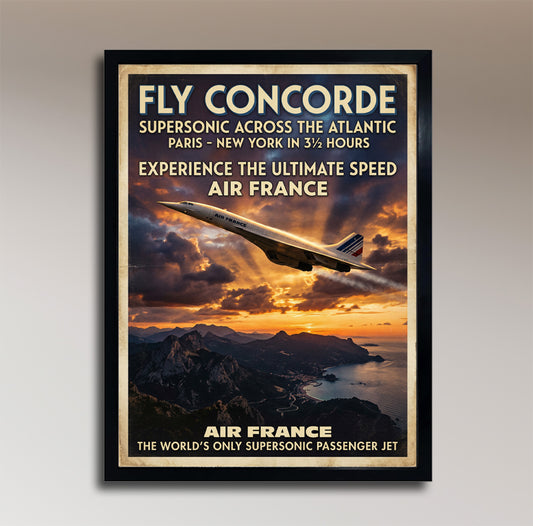 Fly Concorde – Supersonic Across the Atlantic – Vintage Travel Poste