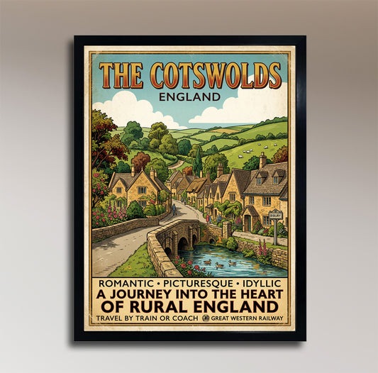 The Cotswolds – Bibury – Vintage Travel Poster