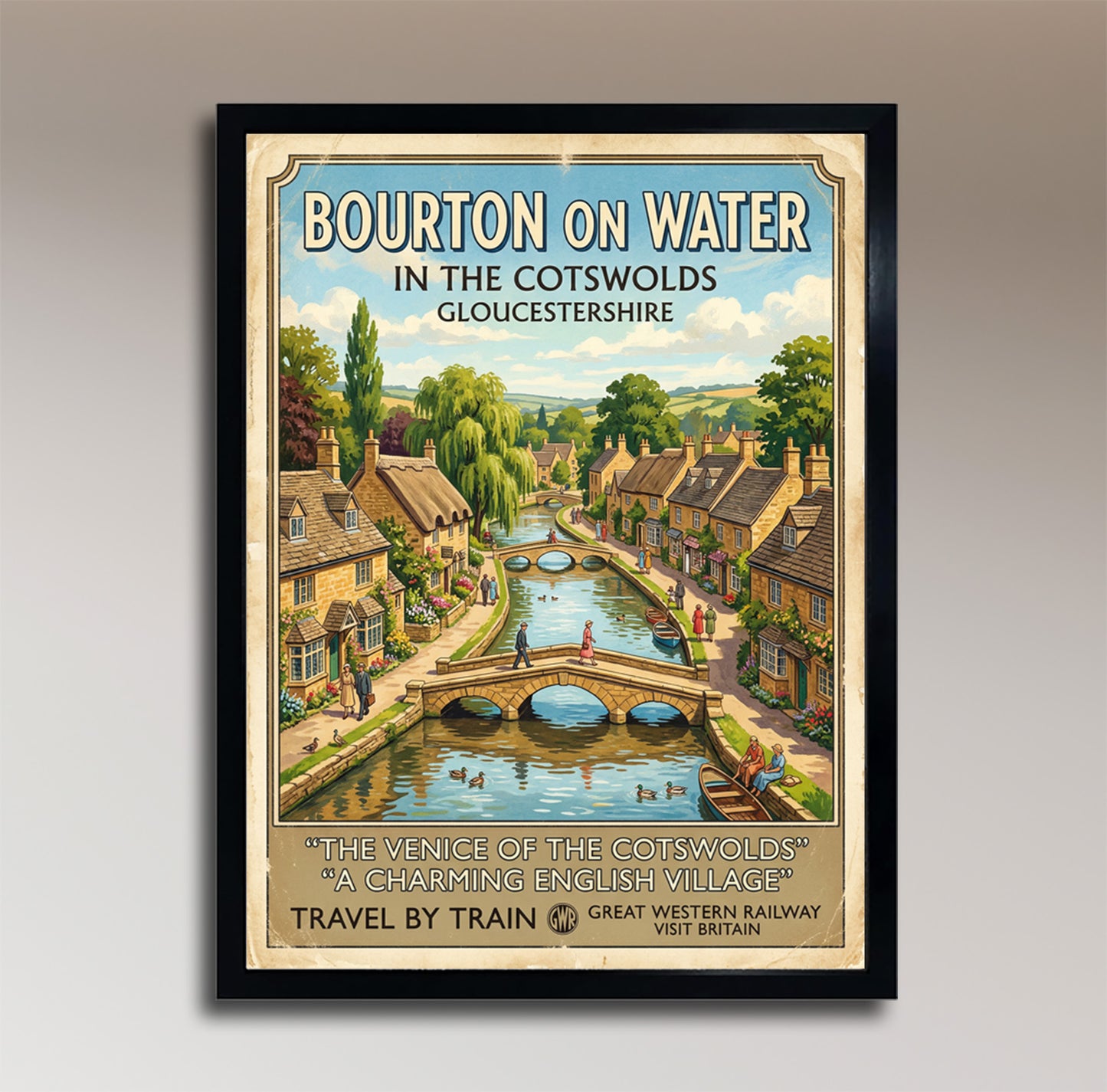 The Cotswolds – Bourton-on-the-Water – Vintage Travel Poster