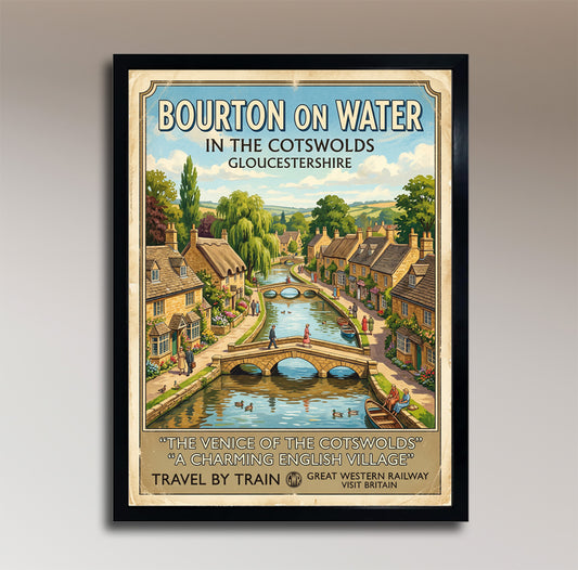The Cotswolds – Bourton-on-the-Water – Vintage Travel Poster