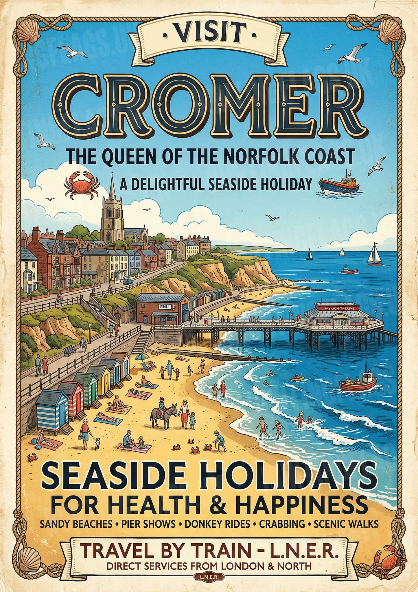 Cromer – The Queen of the Norfolk Coast – Vintage Travel Poster