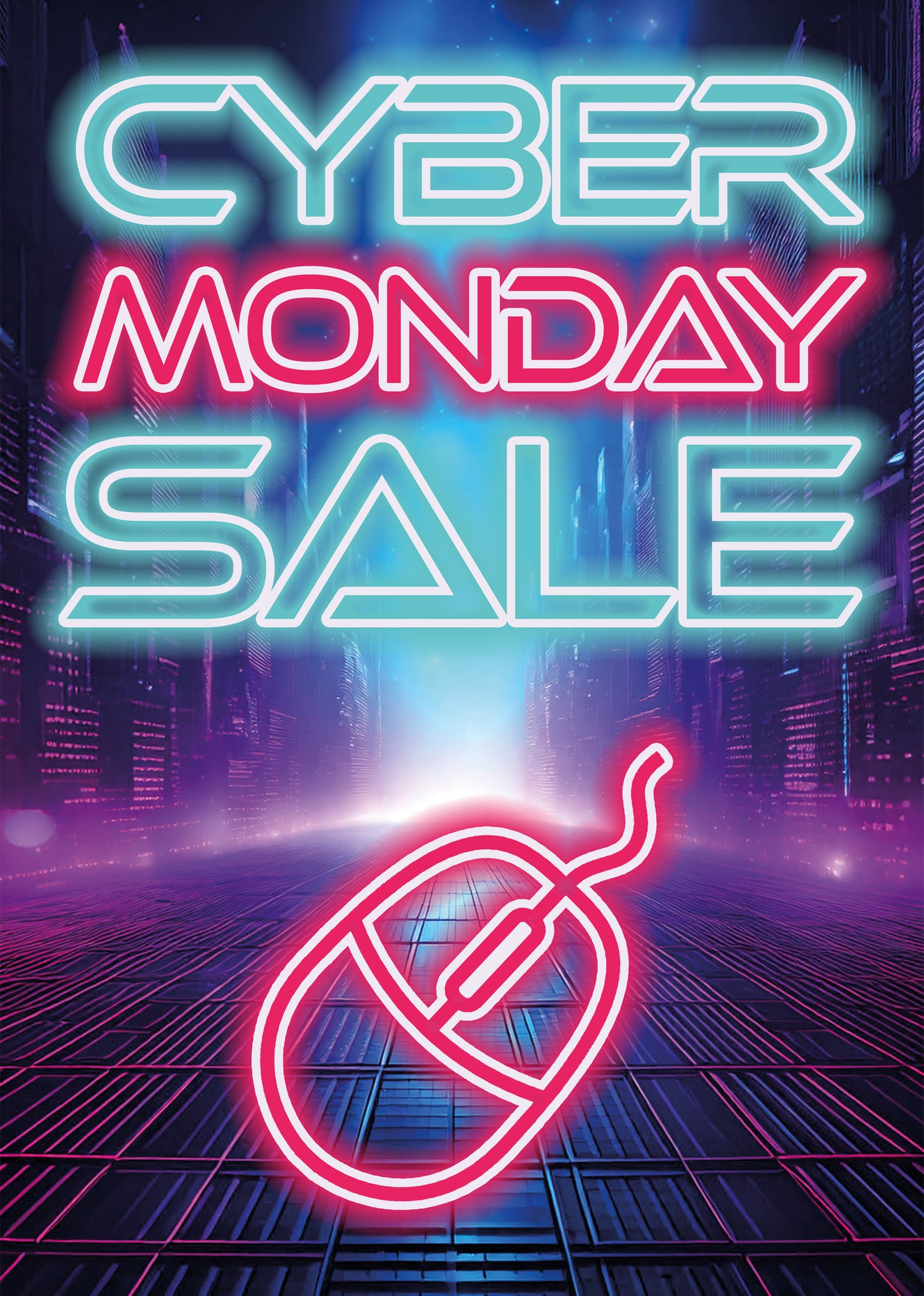 Cyber Monday Sale Poster Neon Design 1