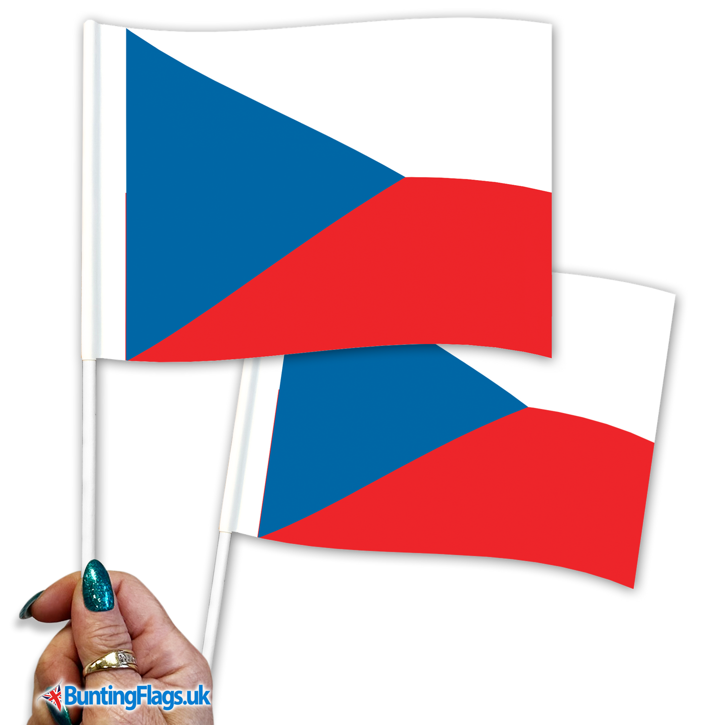 Czechia (Czech Republic) hand waving flags