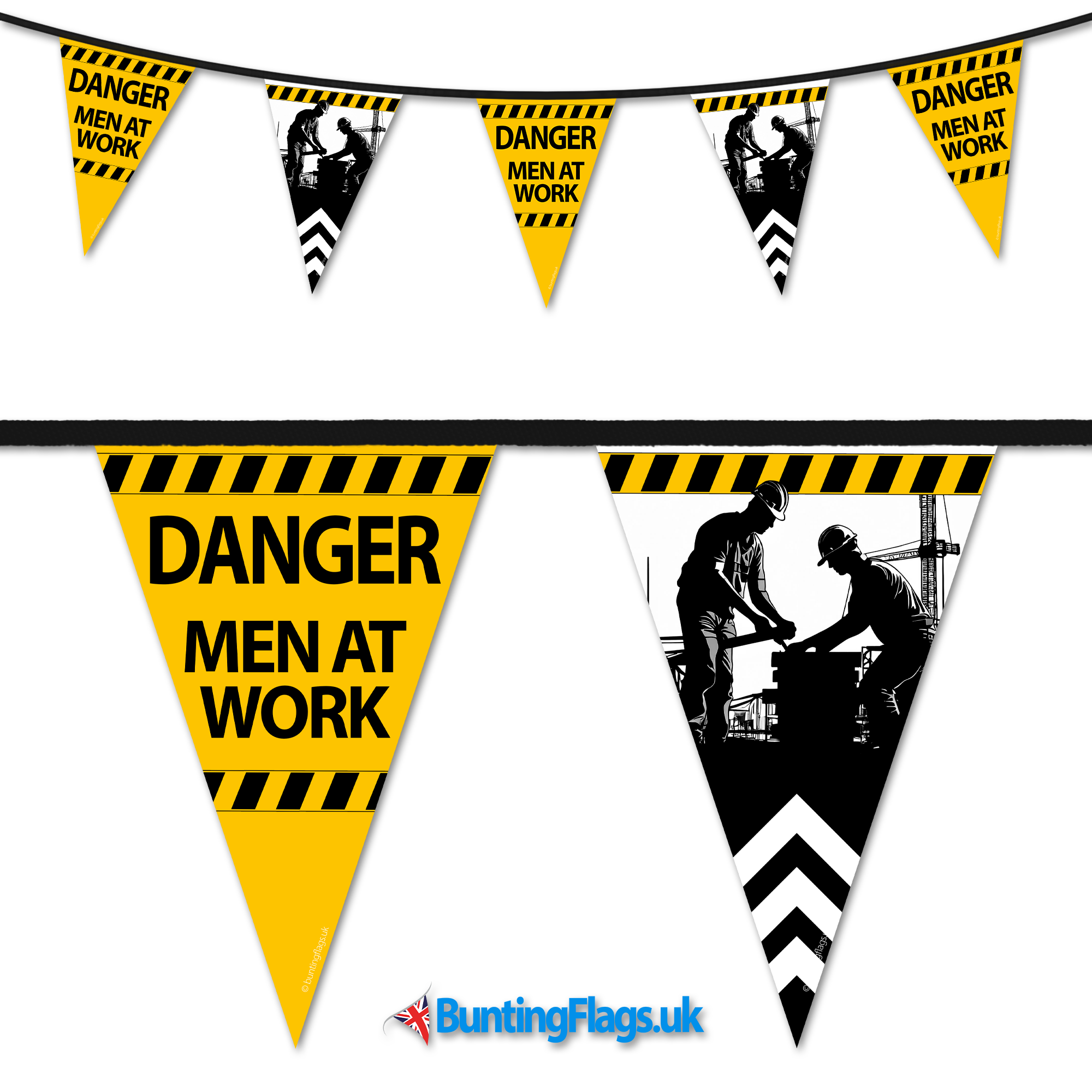 Barrier Bunting Danger Men At Work BuntingFlags uk Barrier bunting danger men at work buntingflags uk