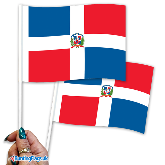 Dominican Republic hand waving flags