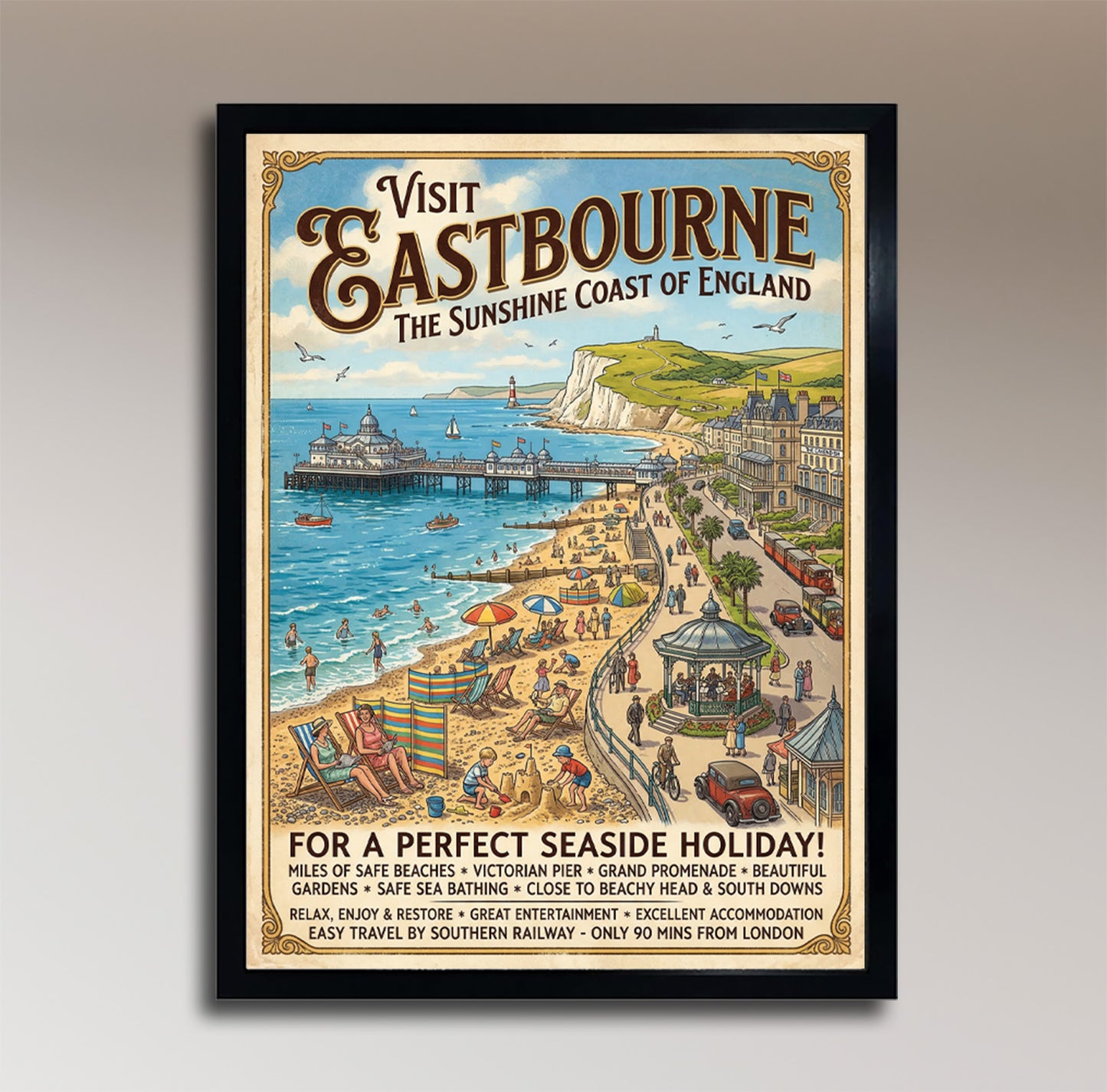 Eastbourne – The Sunshine Coast of England – Vintage Travel Poster