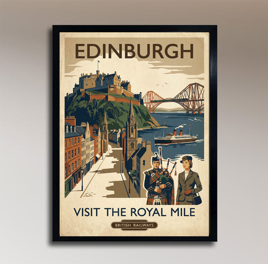 Edinburgh Scotland Vintage British Railways Poster