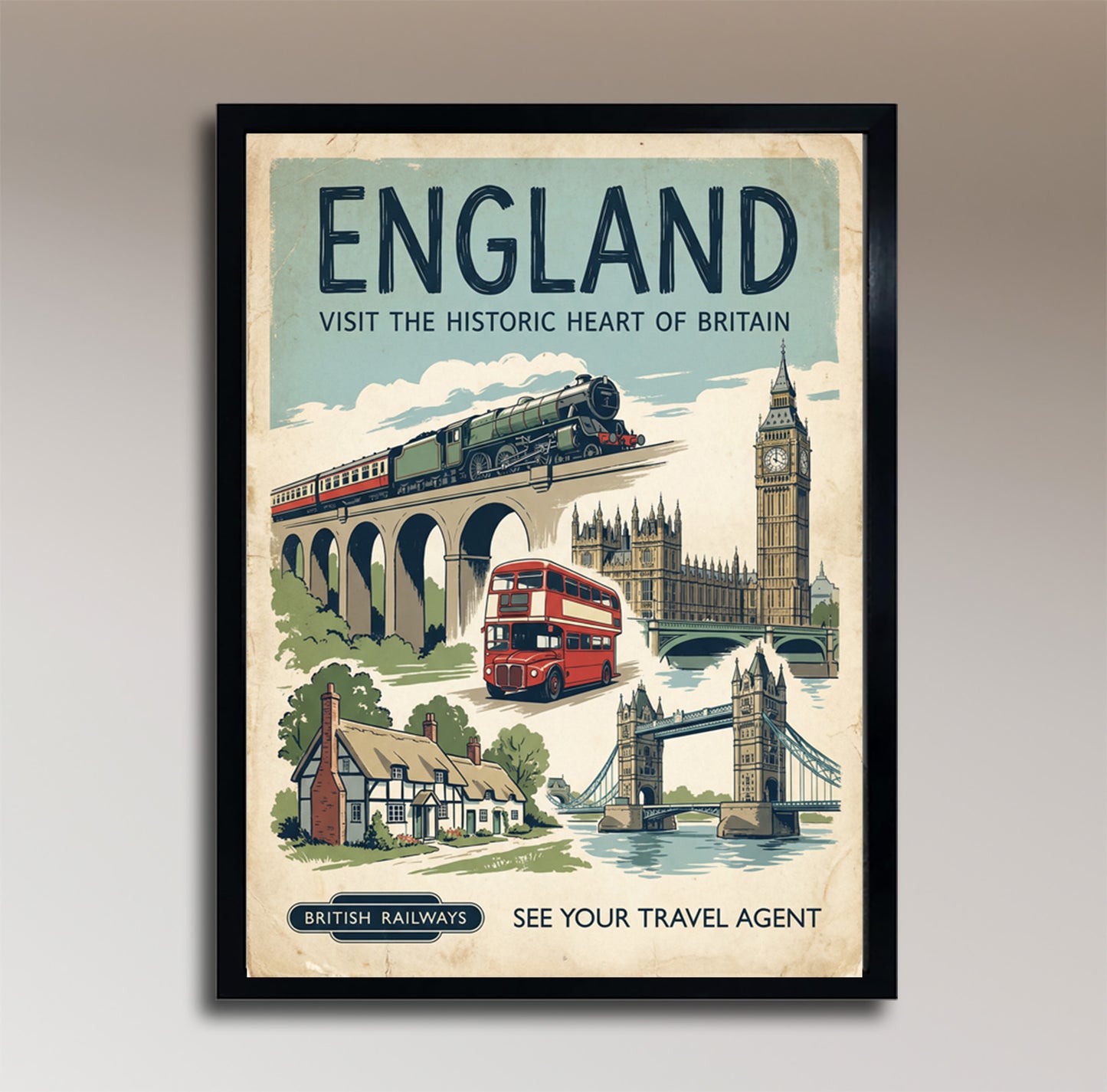 England: Historic Heart of Britain – Vintage Travel Poster