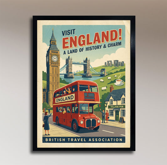 Visit England! – A Land of History & Charm – Vintage Travel Poster