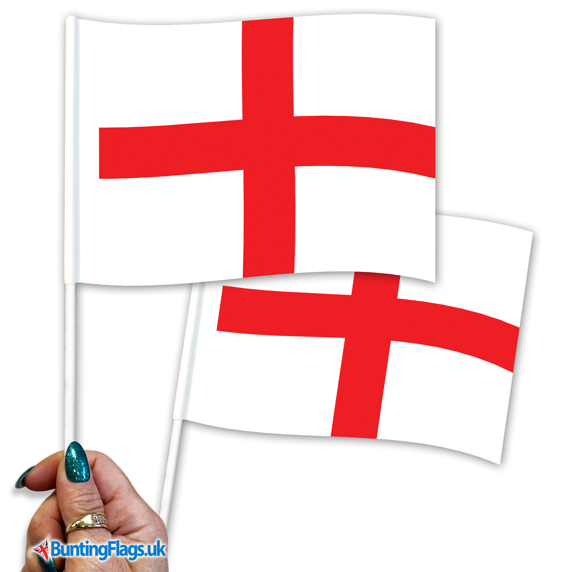 Saint George Flag ENGLAND ST GEORGE HAND WAVING FLAG Small 6" X 4" With 10" Pole ENGLISH 3 LIONS E St George Flag - Foto 7