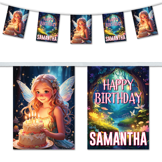 Fairy themed personalised birthday bunting