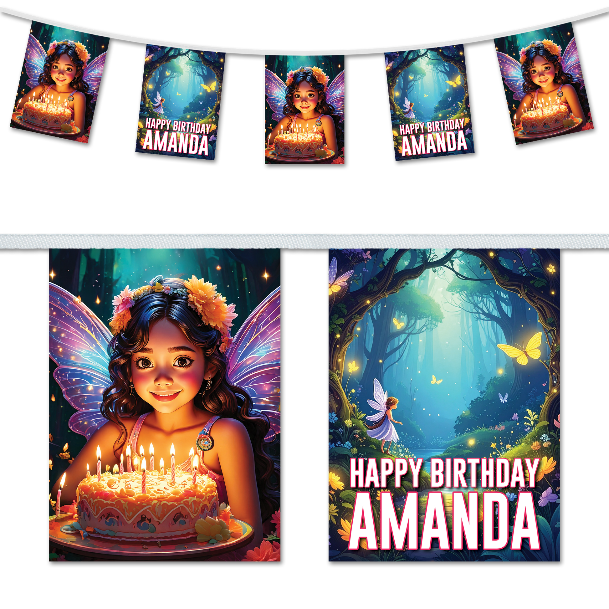 Fairy themed personalised birthday bunting