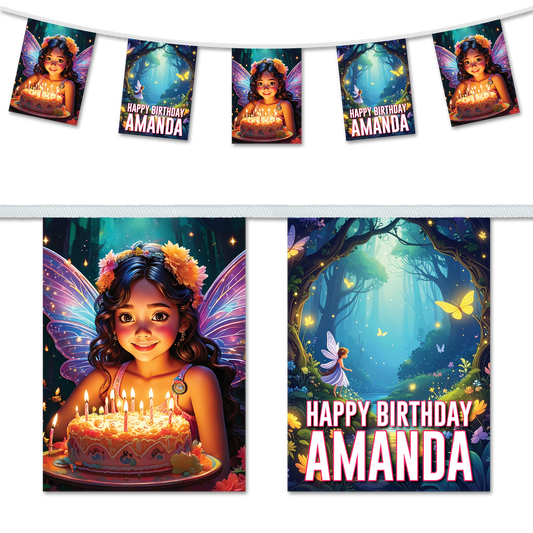 Fairy themed personalised birthday bunting