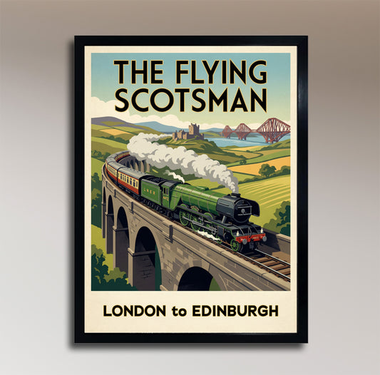 The Flying Scotsman – London to Edinburgh – Vintage Travel Poster